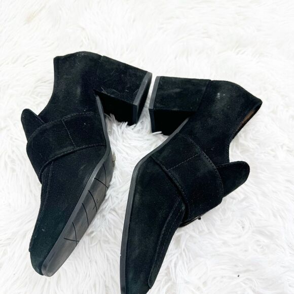 Aquatalia Square Toe Block Heel Suede Loafers - Picture 5 of 10